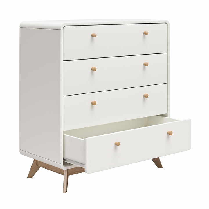 Leva Scandinavian Style 4 Drawer Dresser - Flat White