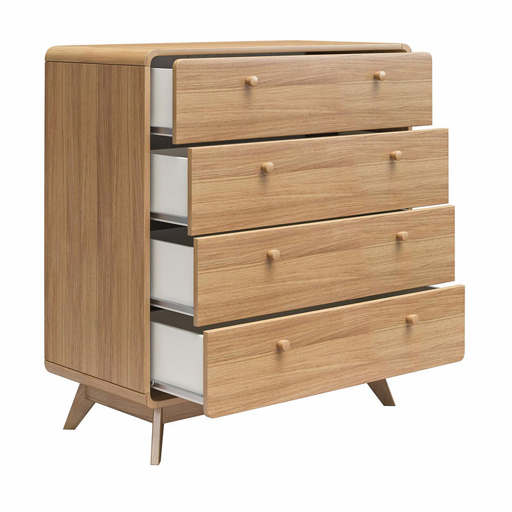 Leva Scandinavian Style 4 Drawer Dresser - Oak