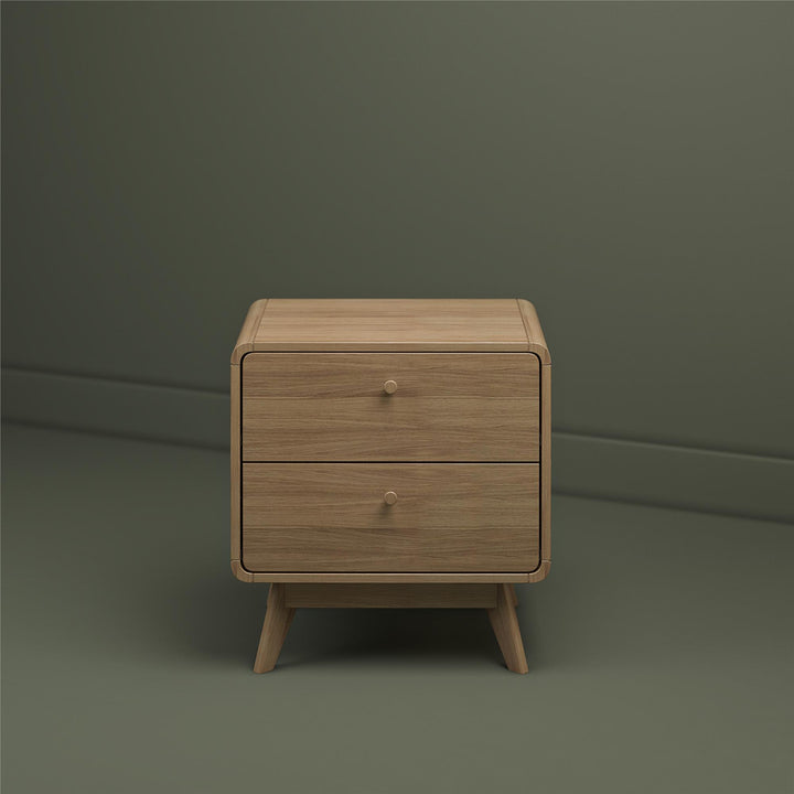 Leva Scandinavian Style 2 Drawer Nightstand - Natural Oak