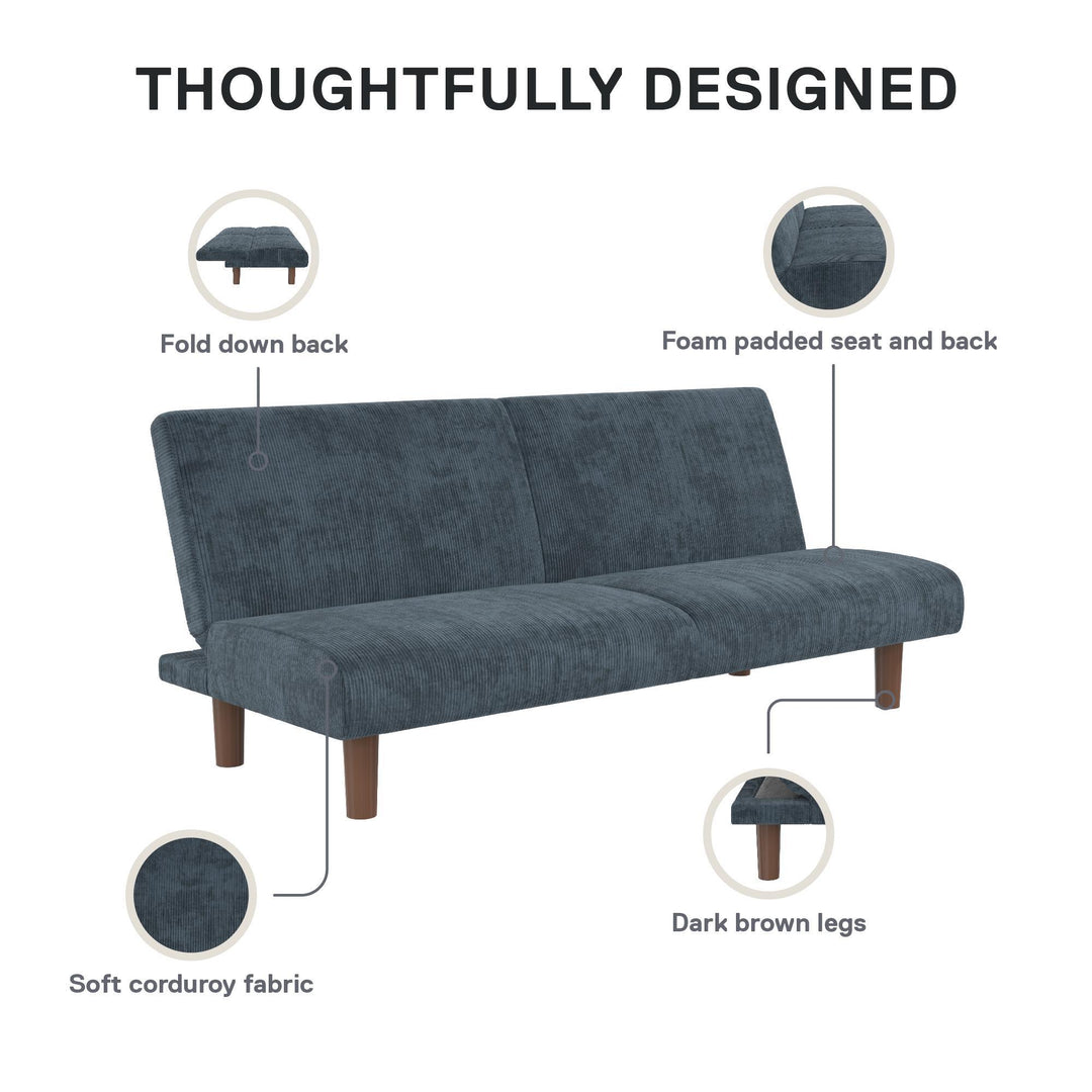 DHP Myla 66.5" Armless Futon Sofa Bed - Blue - 3-Seater