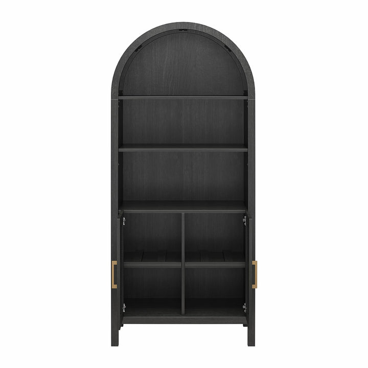 RealRooms Anaya Tall Arched Storage Cabinet with Faux Rattan Doors, Shadow Oak - Shadow Oak