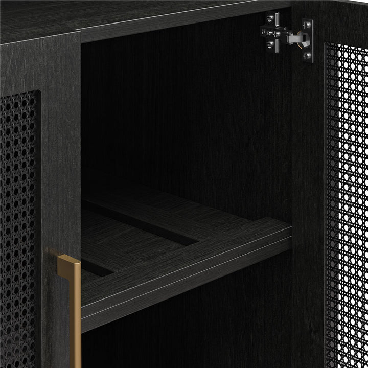 RealRooms Anaya Tall Arched Storage Cabinet with Faux Rattan Doors, Shadow Oak - Shadow Oak