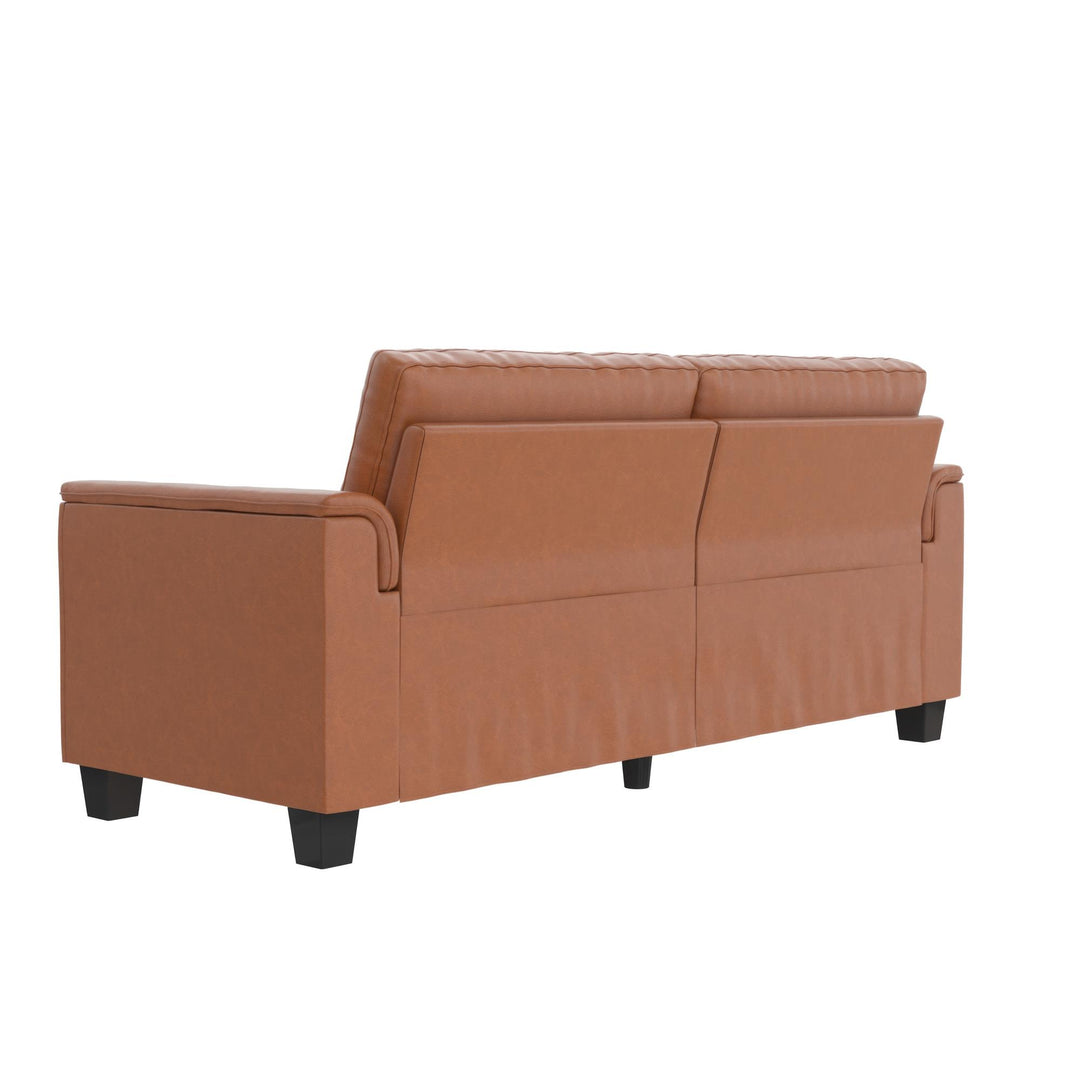 Williamson 75.5 inch Upholstered Sofa - Brown Faux Leather - 3-Seater
