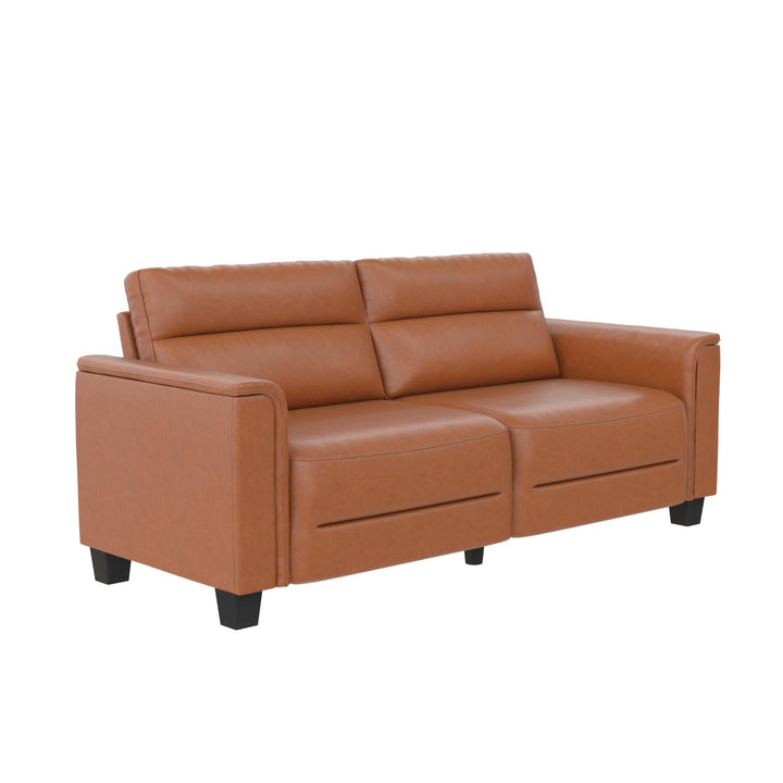 Williamson 75.5 inch Upholstered Sofa - Brown Faux Leather - 3-Seater