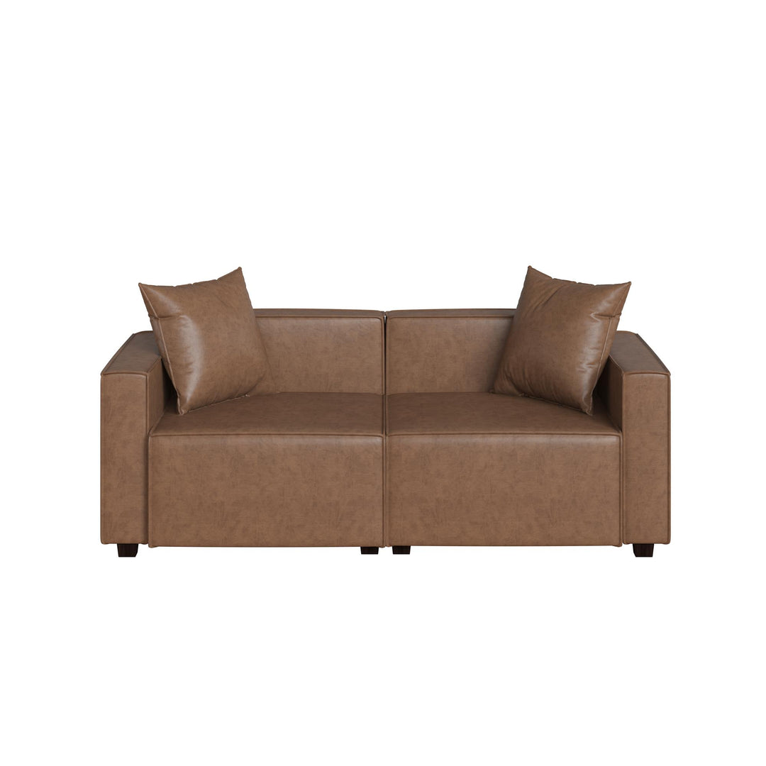 Mainstays Wynnewood Sofa - Cocoa Faux Leather - 2-Seater