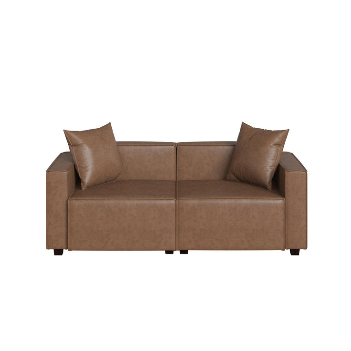 Mainstays Wynnewood Sofa - Cocoa Faux Leather - 2-Seater