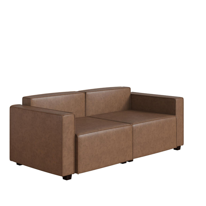 Mainstays Wynnewood Sofa - Cocoa Faux Leather - 2-Seater