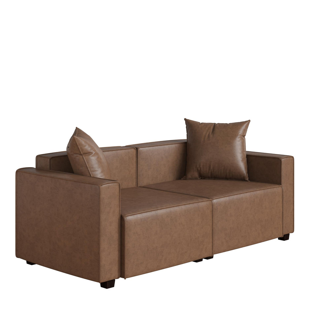 Mainstays Wynnewood Sofa - Cocoa Faux Leather - 2-Seater