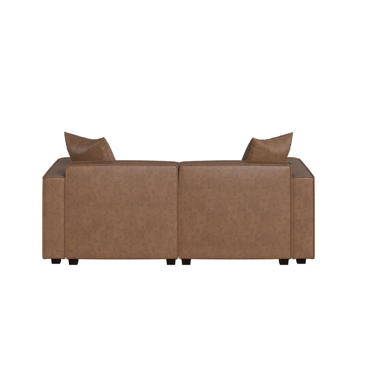 Mainstays Wynnewood Sofa - Cocoa Faux Leather - 2-Seater
