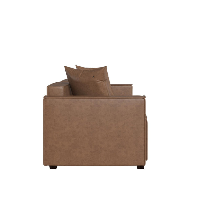 Mainstays Wynnewood Sofa - Cocoa Faux Leather - 2-Seater
