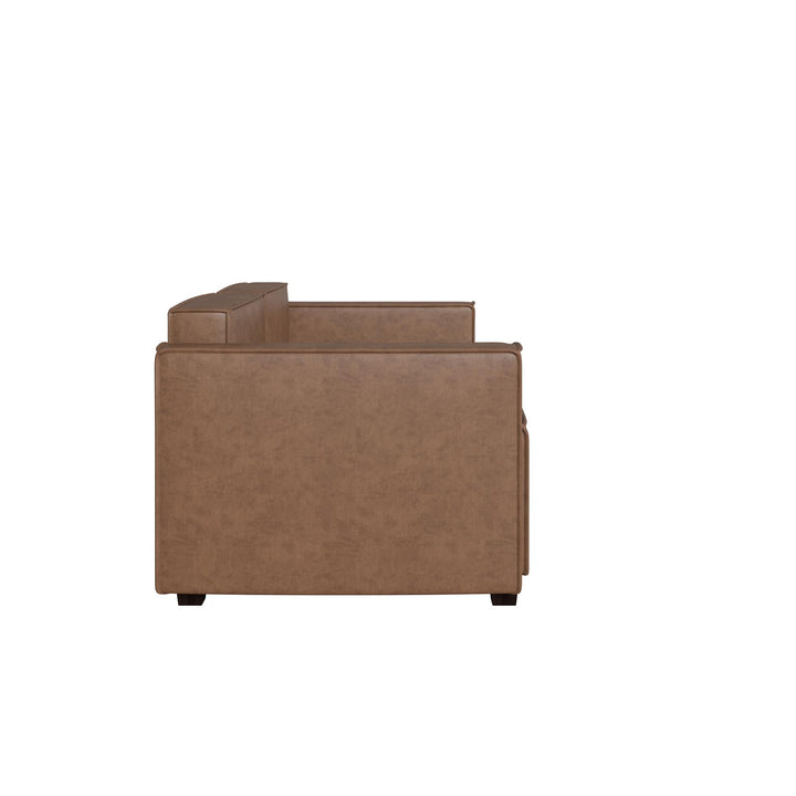 Mainstays Wynnewood Sofa - Cocoa Faux Leather - 2-Seater