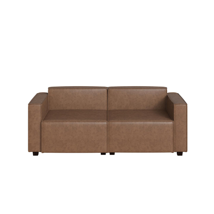 Mainstays Wynnewood Sofa - Cocoa Faux Leather - 2-Seater