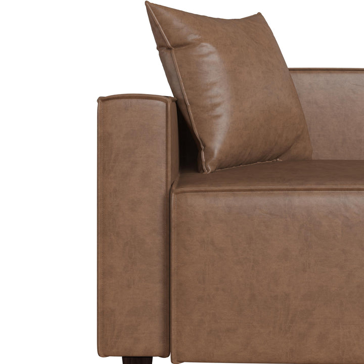 Mainstays Wynnewood Sofa - Cocoa Faux Leather - 2-Seater