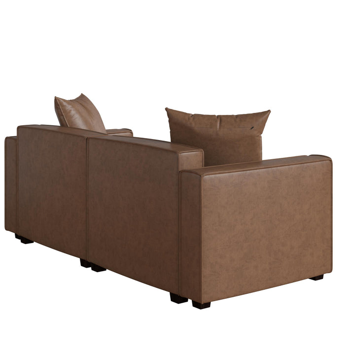 Mainstays Wynnewood Sofa - Cocoa Faux Leather - 2-Seater
