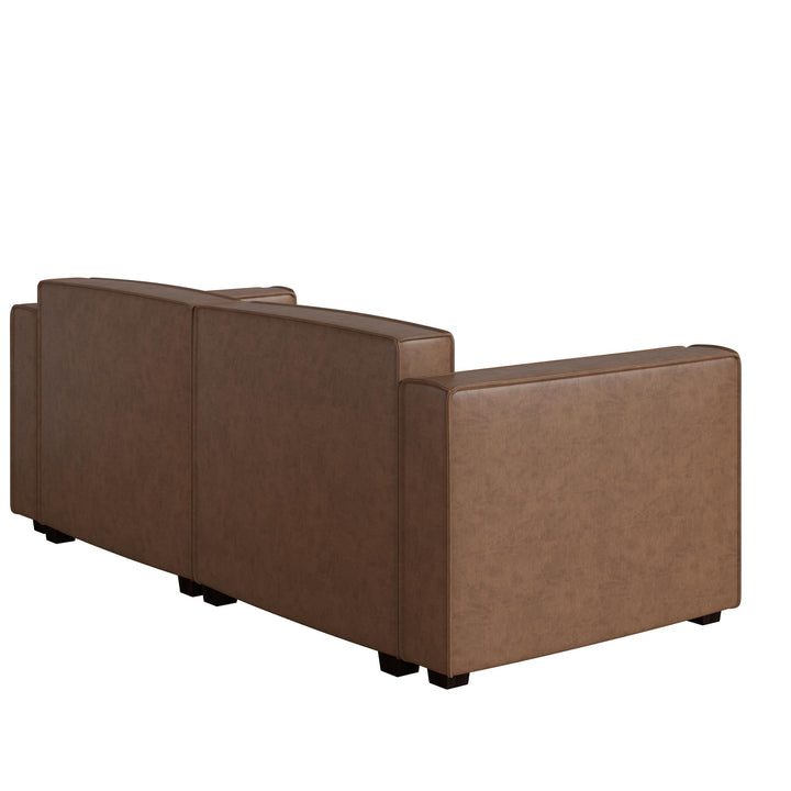 Mainstays Wynnewood Sofa - Cocoa Faux Leather - 2-Seater