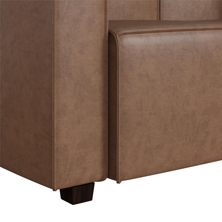 Mainstays Wynnewood Sofa - Cocoa Faux Leather - 2-Seater
