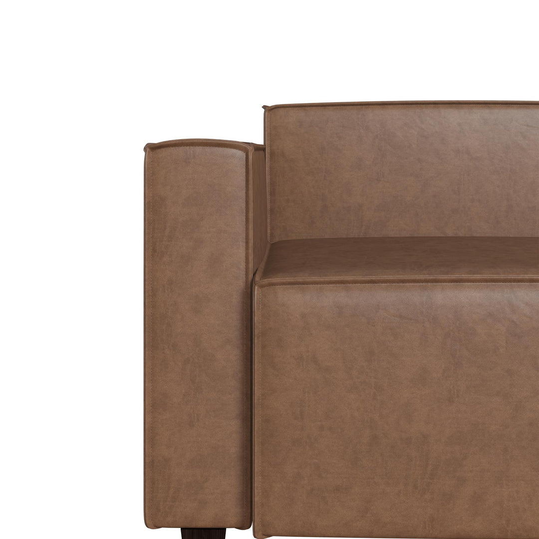 Mainstays Wynnewood Sofa - Cocoa Faux Leather - 2-Seater