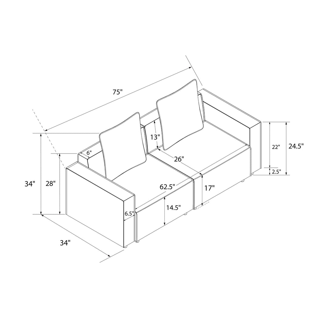 Mainstays Wynnewood Sofa - Cocoa Faux Leather - 2-Seater