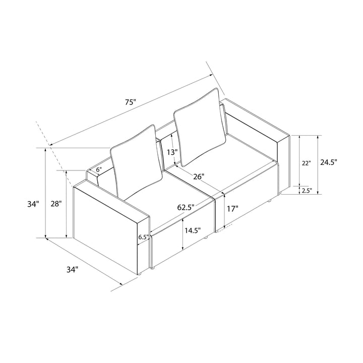 Mainstays Wynnewood Sofa - Cocoa Faux Leather - 2-Seater