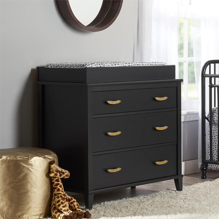 Convenient changing table topper for dresser -  Black