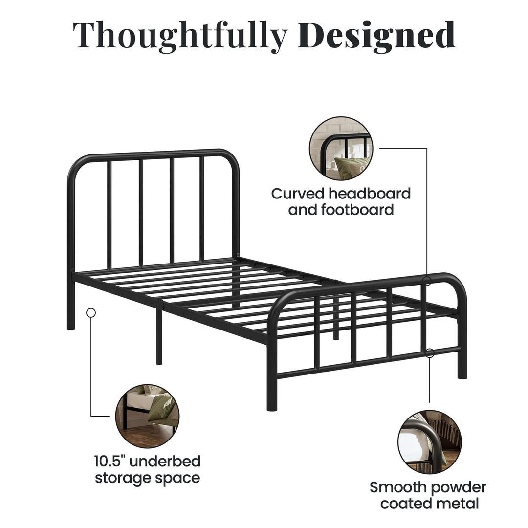 Marva Twin Metal Bed Frame with Headboard - Black - Twin