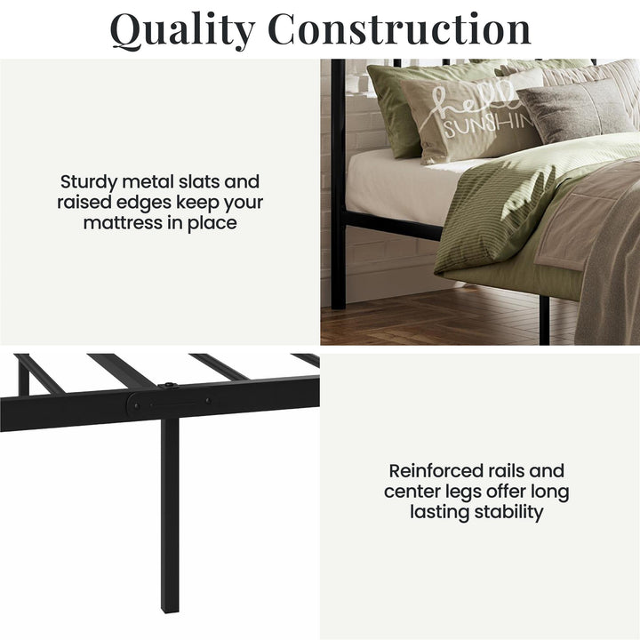 Marva Twin Metal Bed Frame with Headboard - Black - Twin