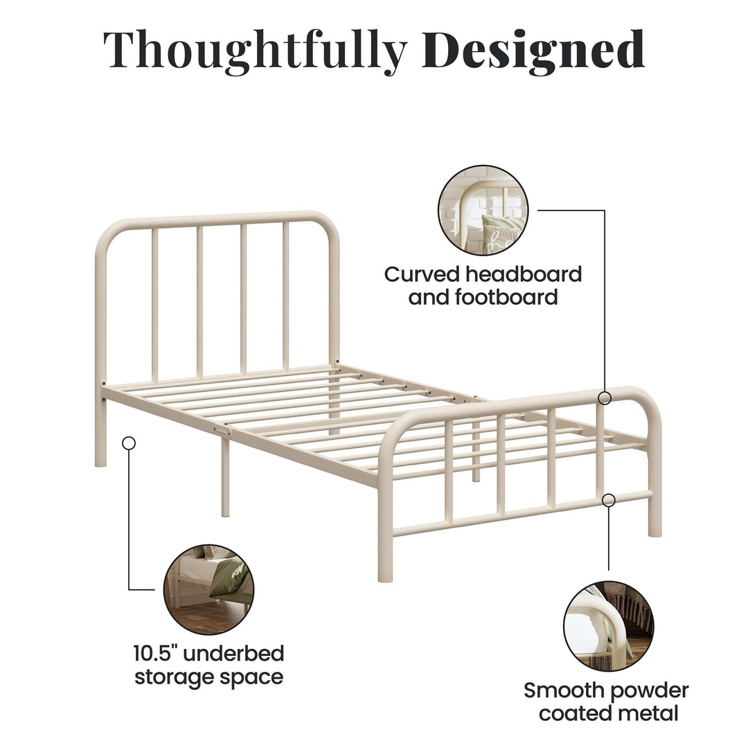 Marva Twin Metal Bed Frame with Headboard - Parchment - Twin