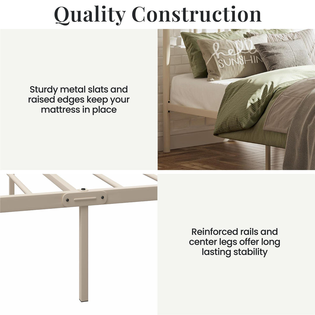 Marva Twin Metal Bed Frame with Headboard - Parchment - Twin