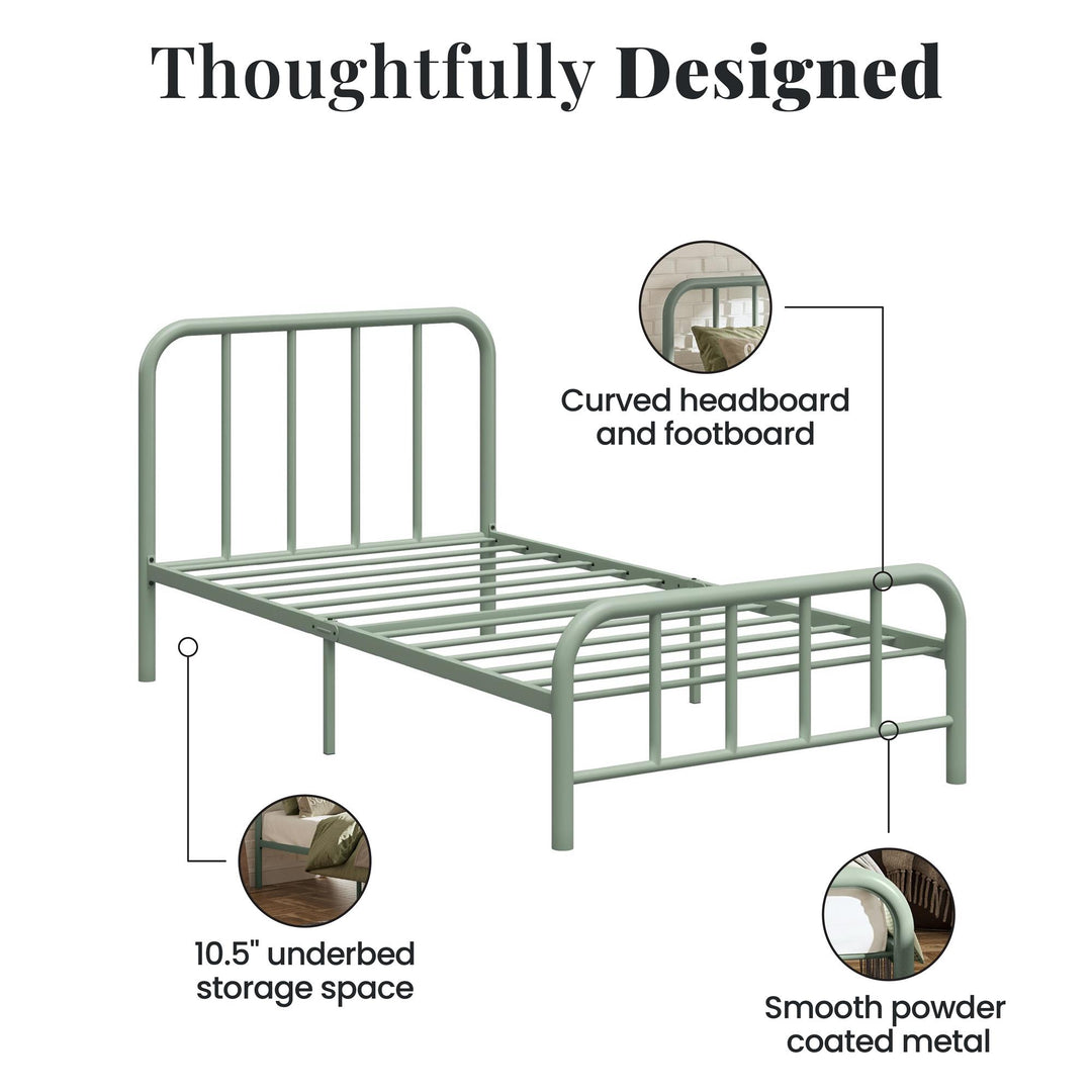 Marva Twin Metal Bed Frame with Headboard - Pale Green - Twin