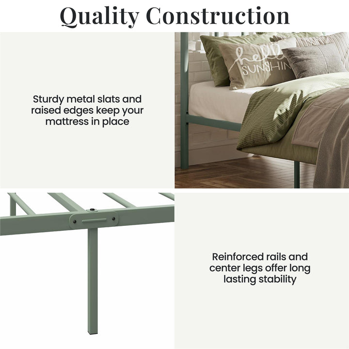Marva Twin Metal Bed Frame with Headboard - Pale Green - Twin