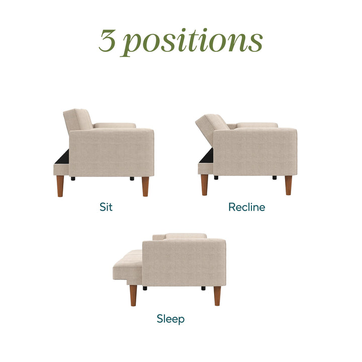 Markham 80.5 inch Futon Sofa Bed with 2 Attached Cushions - Sand Basket Weave - 3-Seater