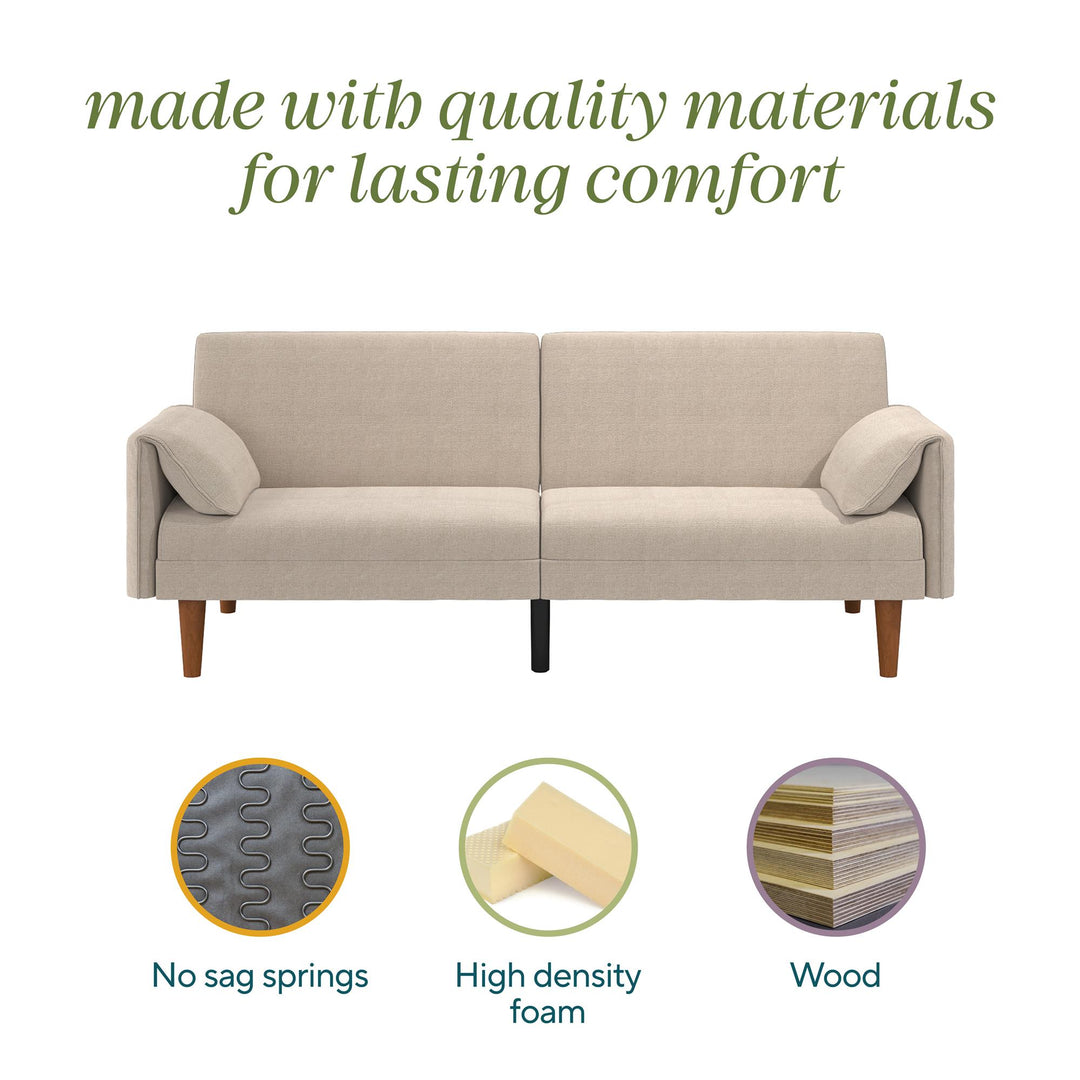 Markham 80.5 inch Futon Sofa Bed with 2 Attached Cushions - Sand Basket Weave - 3-Seater