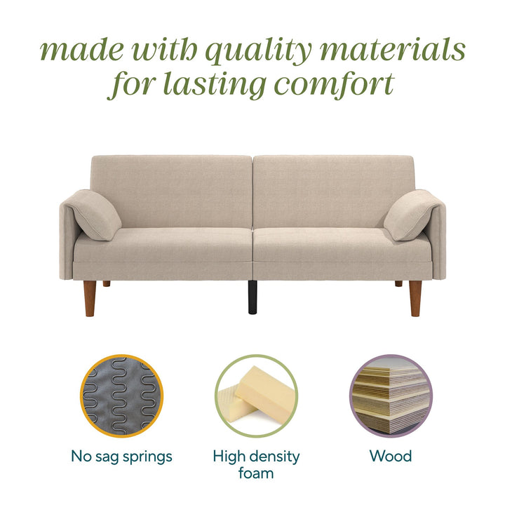 Markham 80.5 inch Futon Sofa Bed with 2 Attached Cushions - Sand Basket Weave - 3-Seater