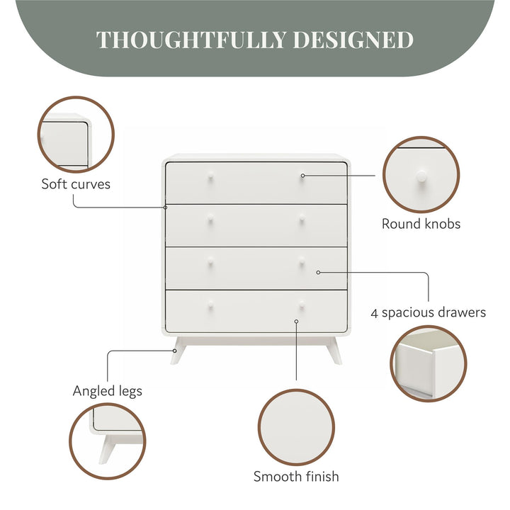 Leva Scandinavian Style 4 Drawer Dresser - Charleswood White