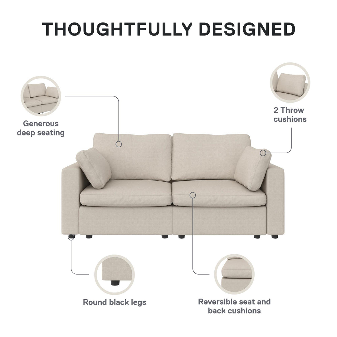 Chatham 74 inch Modular Cloud Sofa - Cream Linen - 3-Seater