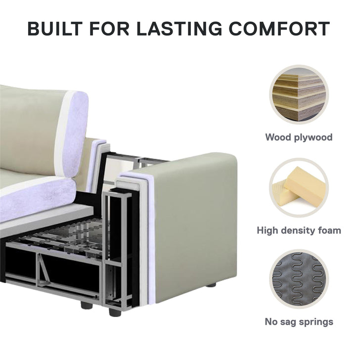 Chatham 74 inch Modular Cloud Sofa - Cream Linen - 3-Seater