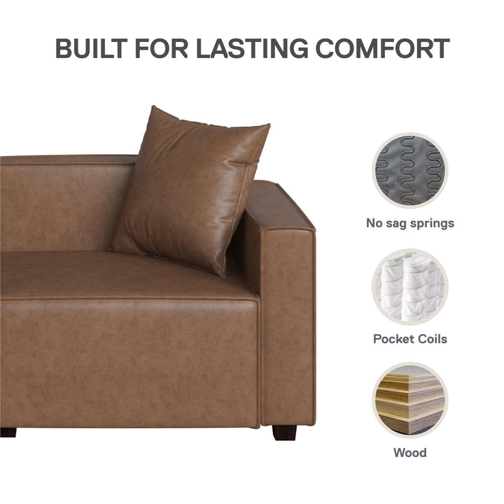Mainstays Wynnewood Sofa - Cocoa Faux Leather - 2-Seater