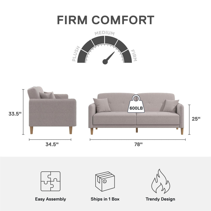 Mainstays Claremonte Sofa - Light Gray Linen - 2-Seater