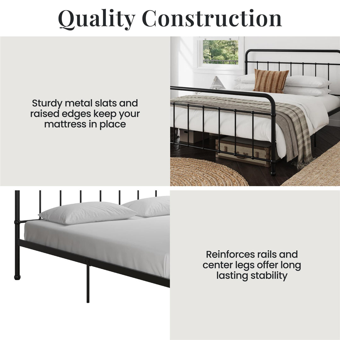 Ainsley Full Metal Platform Bed Frame with Headboard and Footboard - Black - Queen