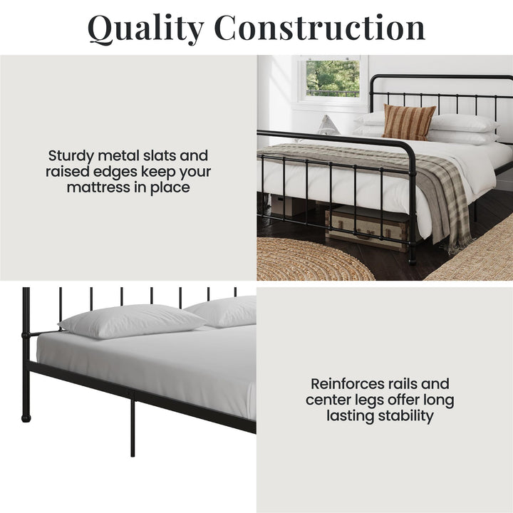 Ainsley Full Metal Platform Bed Frame with Headboard and Footboard - Black - Queen