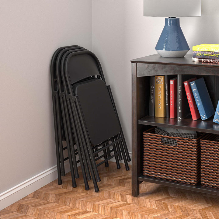 All Steel Smartfold Folding Chair, 10 Pack, Black - Black
