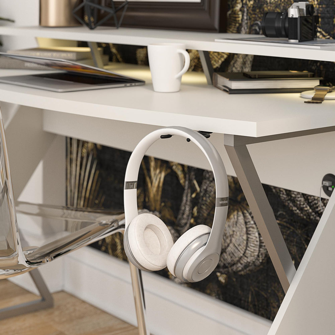 Xtreme Gaming Desk with Riser and LED Lights - White