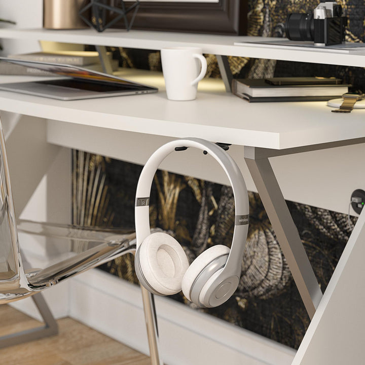 Xtreme Gaming Desk with Riser and LED Lights - White