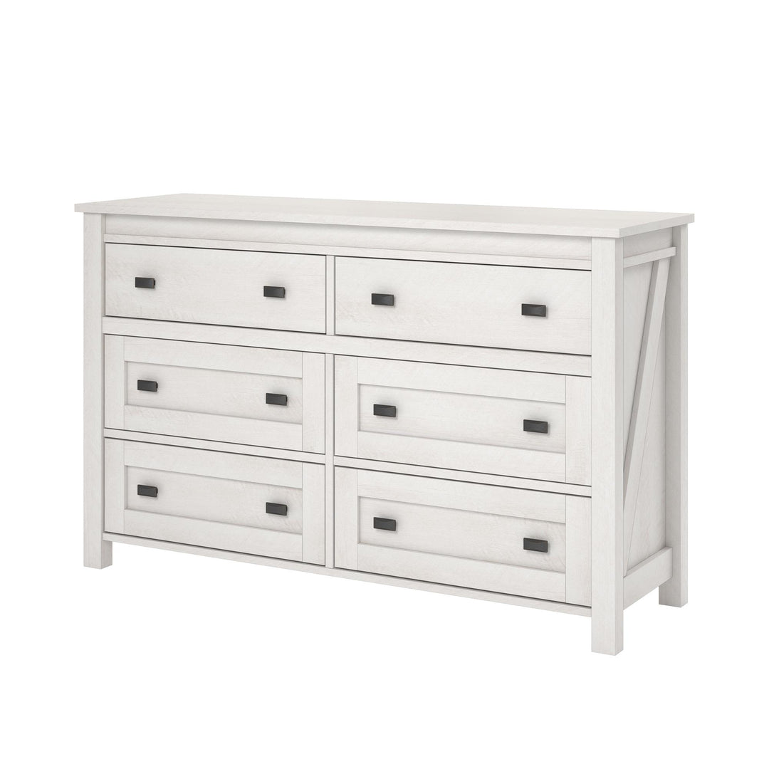 Farmington 6 Drawer Rustic Farmhouse Dresser with Linen Interiors - Ivory Oak