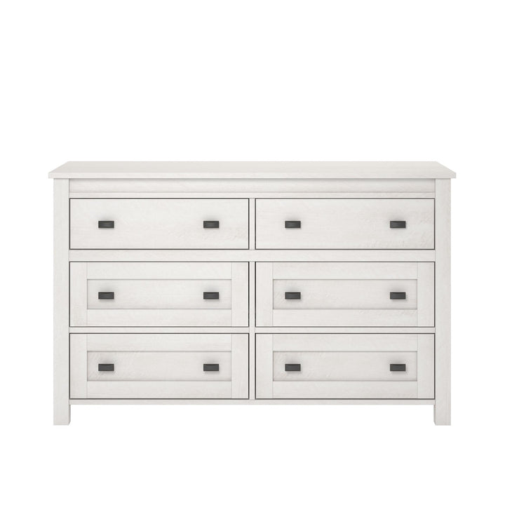 Farmington 6 Drawer Rustic Farmhouse Dresser with Linen Interiors - Ivory Oak