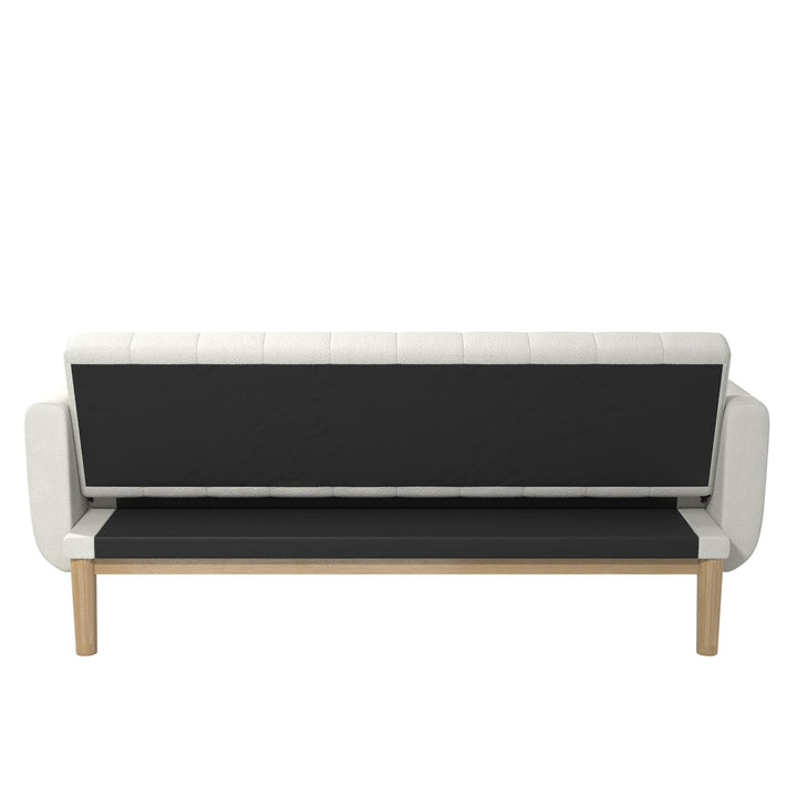 Barrie Futon Sofa Bed in Teddy Fabric - Ivory Teddy - 3-Seater