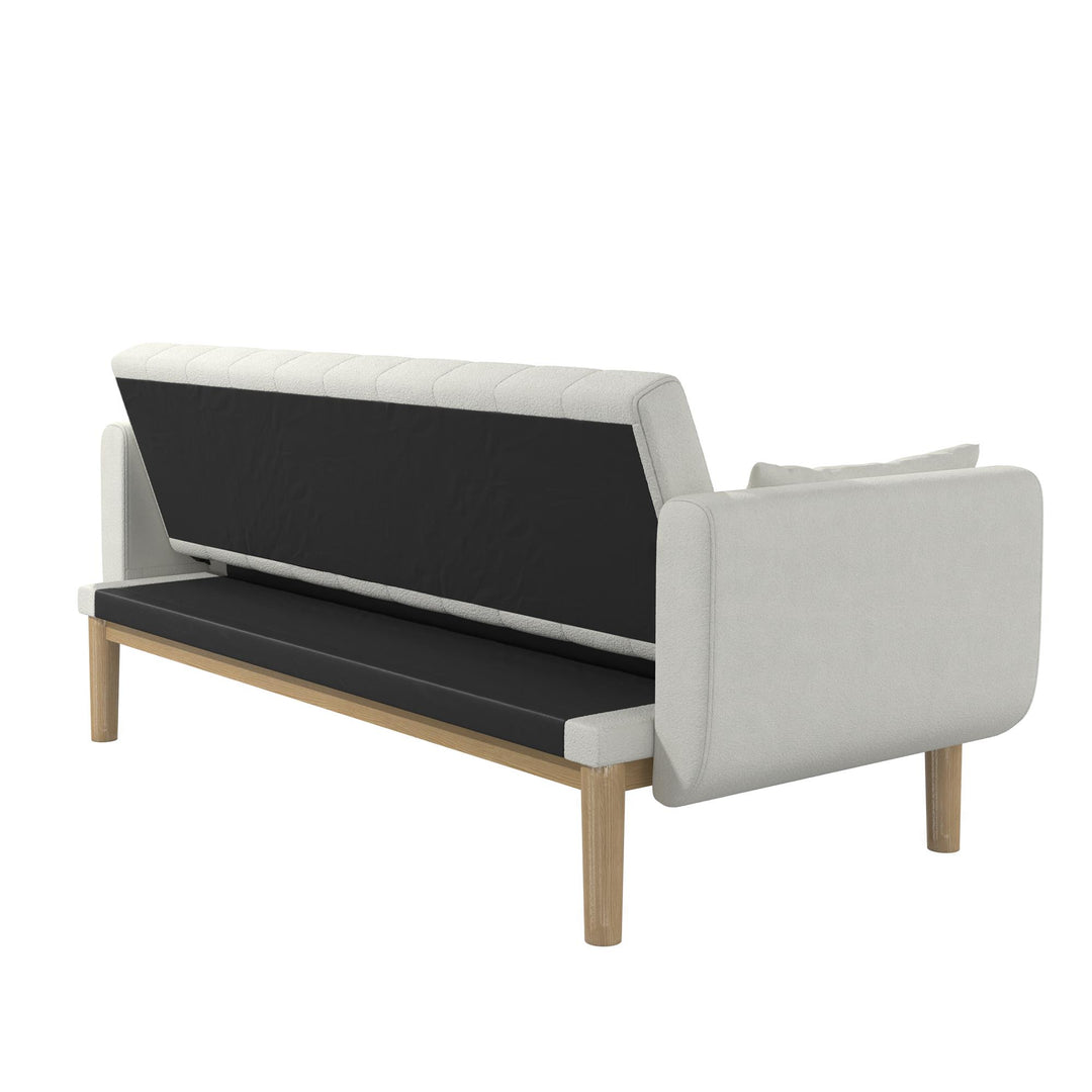 Barrie Futon Sofa Bed in Teddy Fabric - Ivory Teddy - 3-Seater