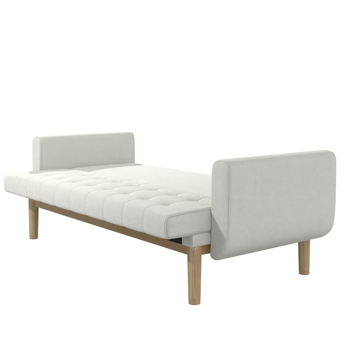 Barrie Futon Sofa Bed in Teddy Fabric - Ivory Teddy - 3-Seater