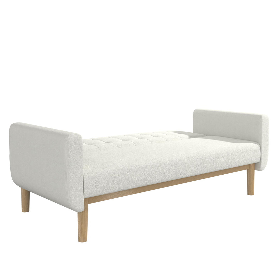 Barrie Futon Sofa Bed in Teddy Fabric - Ivory Teddy - 3-Seater