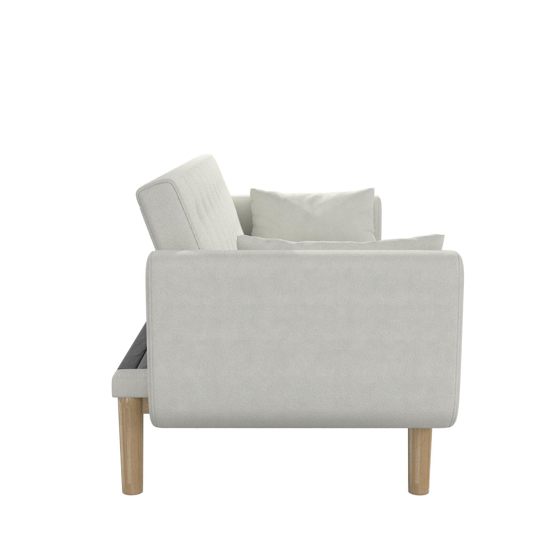 Barrie Futon Sofa Bed in Teddy Fabric - Ivory Teddy - 3-Seater